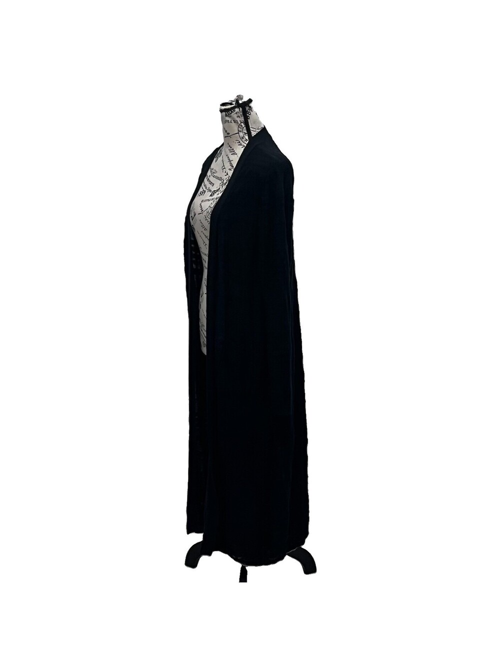 Very J Black Longline Duster Cardigan Sweater Large Boho Goth Hippie Layer - Picture 3 of 9